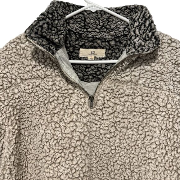 Thread + Supply Sherpa Jacket‎ Cream Womens L Quarter Zip Teddy Fleece Cozy - Picture 1 of 8